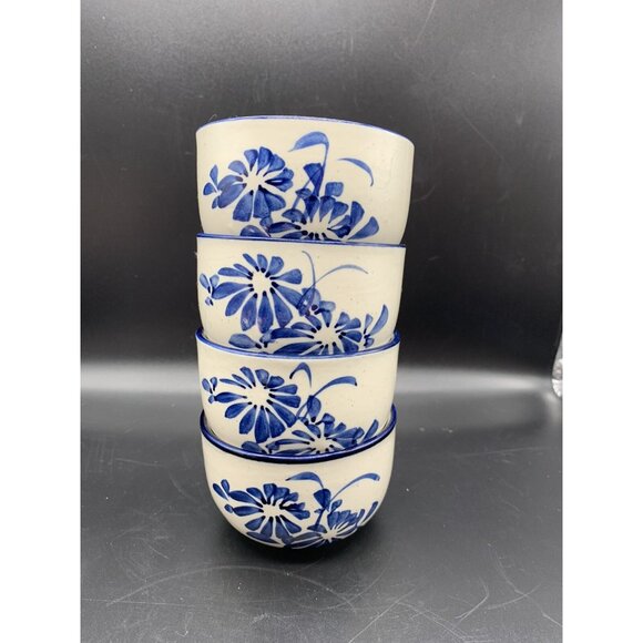 1970s Chi Kiang Stoneware Tea & Sake Cups Set of 4 Fine Quality - Picture 1 of 10